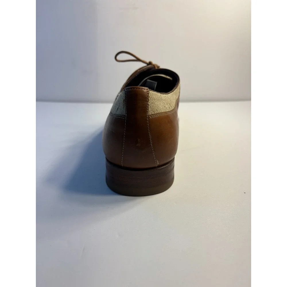 Bachrach Oxford Dress Shoes Men's US‎ 10M Brown Tan Leather Square Toe Lace Up